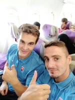 Pavol Mego und Jakub Figel auf dem Weg nach Taipeh