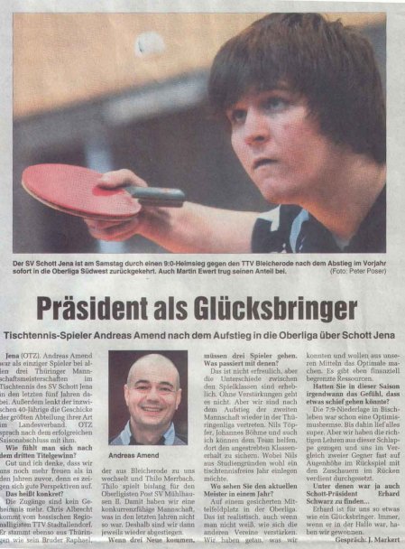 Artikel zum Aufstieg der 1. Herren in die Oberliga