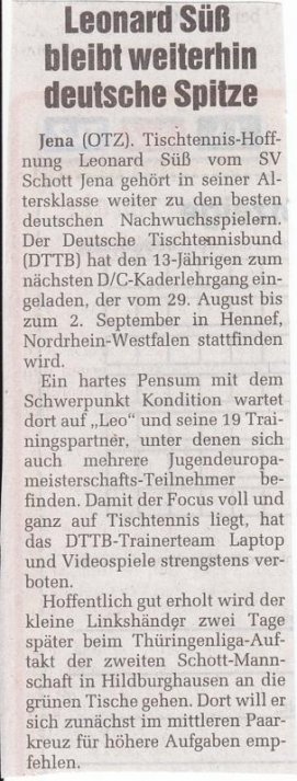 Presseartikel OTZ vom 21.08.2010
