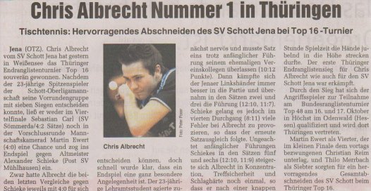 Chris Albrecht Nummer 1 in Thüringen